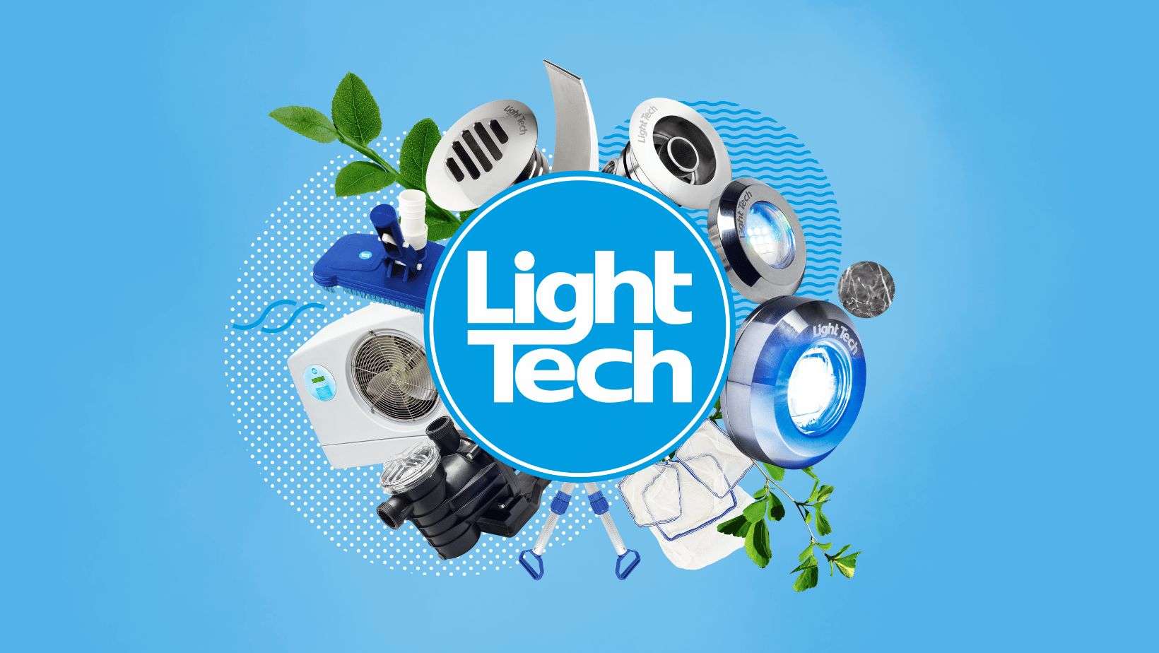 Produtos Light Tech para aquecimento, iluminação, tratamento e automação de piscinas.