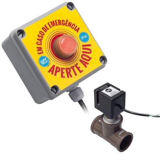 painel do sistema antissucção de piscina - botão emergência e sensor - Light tech